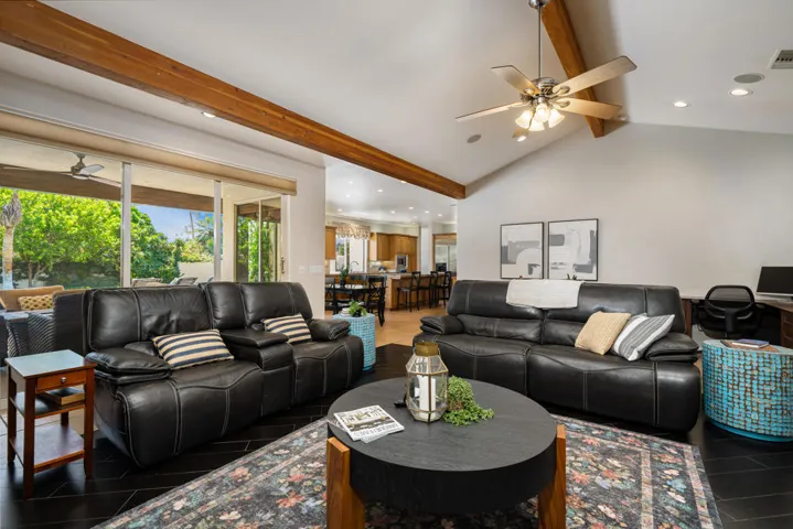 Family open to kitchen