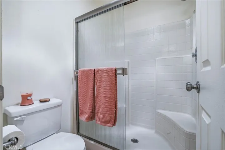 Freshly updated bathroom with walk in shower