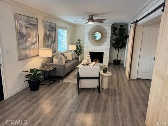 View of living room with fireplace