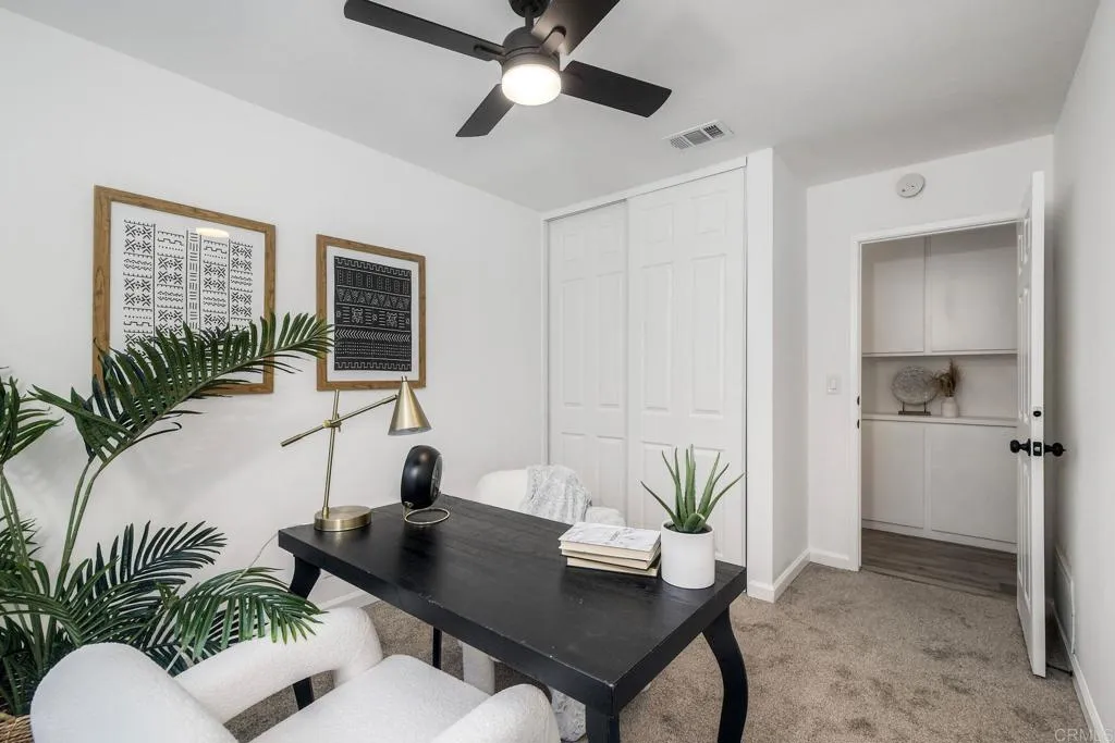 Bedroom staged as office. Would also be perfect nursery.