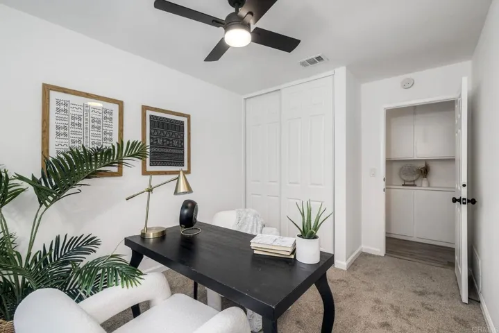 Bedroom staged as office. Would also be perfect nursery.