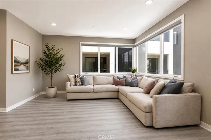 large open living room with large windows