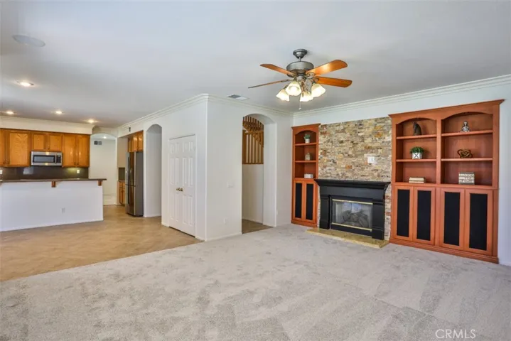 Family room with fireplace