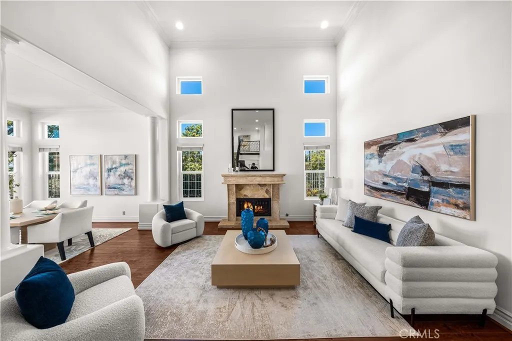 Living room with high ceilings