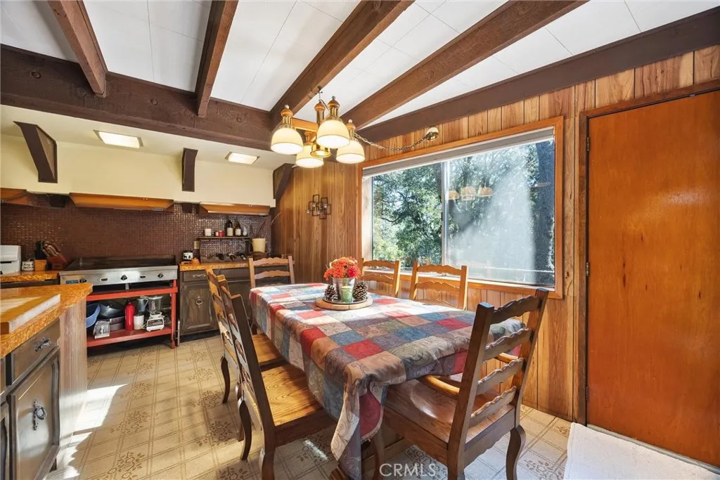 Custom oak table dining, facing beautiful view