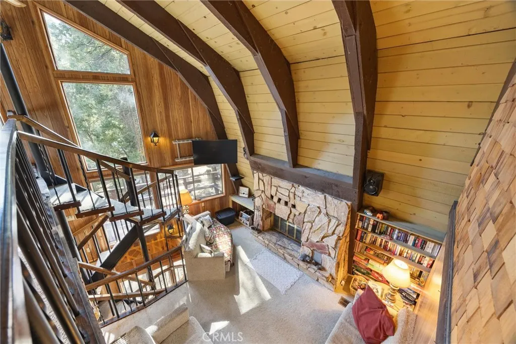 View of living room from loft