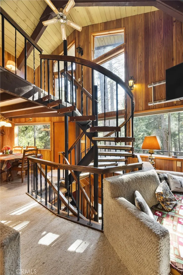 Engineered wrought iron stairway from basement to upper level