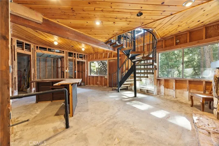 View of unfinished basement.  Plumbed for spa tub, bathroom and sauna.