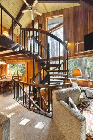 Engineered wrought iron stairway from basement to upper level