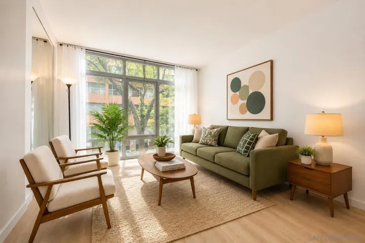 Virtually staged with an added flooring