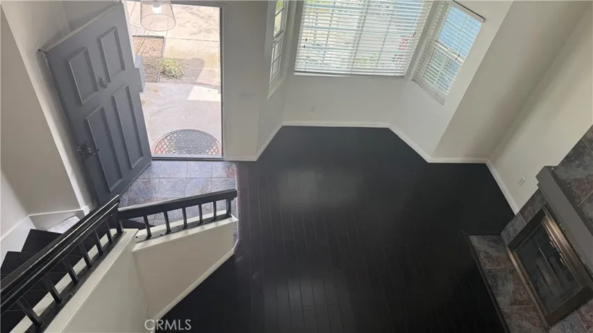 Unique view of living-room from upstairs landing