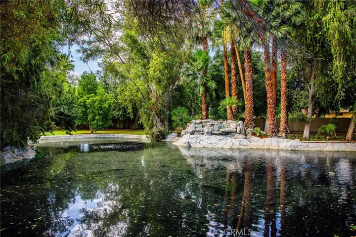 lake with waterfall