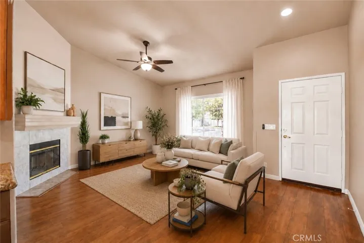 Virtually Staged - Large Living Room with Electric Fireplace.