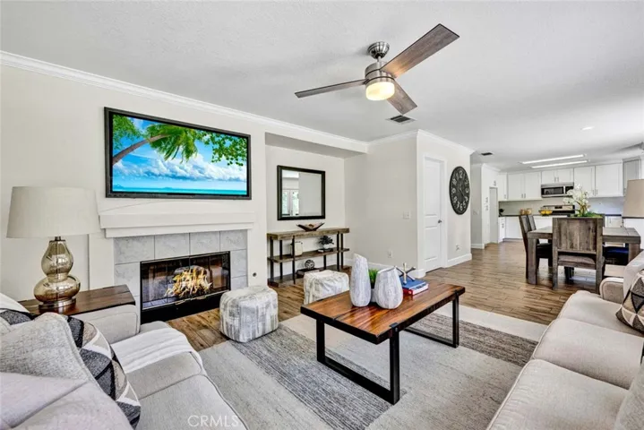 Family room with fireplace