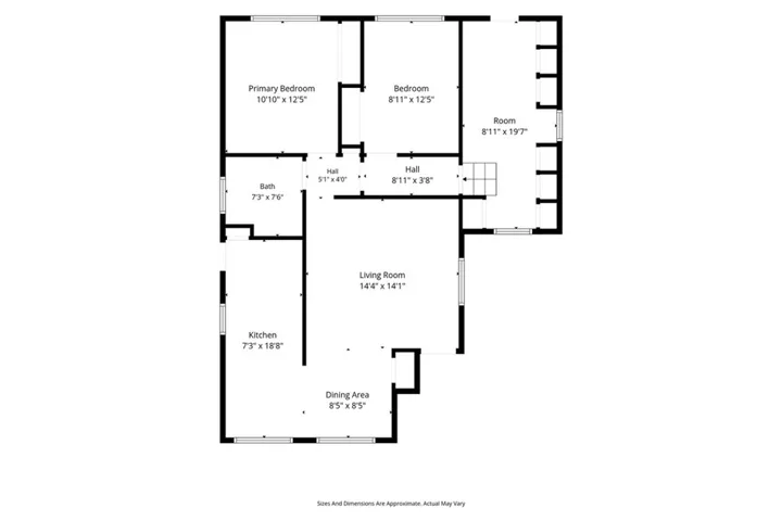 Floor plan with approximate room dimensions for easy space planning.