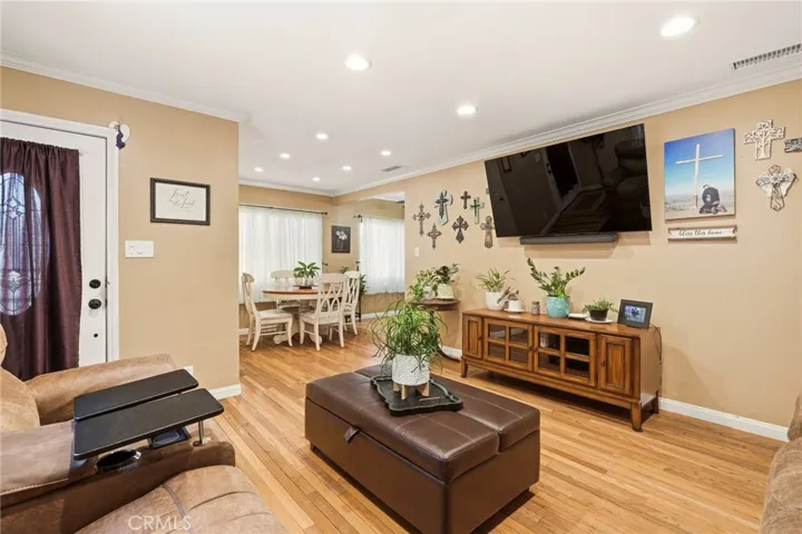 The living room provides a comfortable place to unwind or entertain guests.
