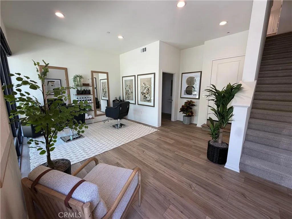 Barbershop or hair salon setup workspace downstairs.