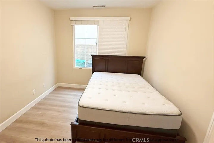 First-floor bedroom. A single-size bed is included in the lease at no additional cost.