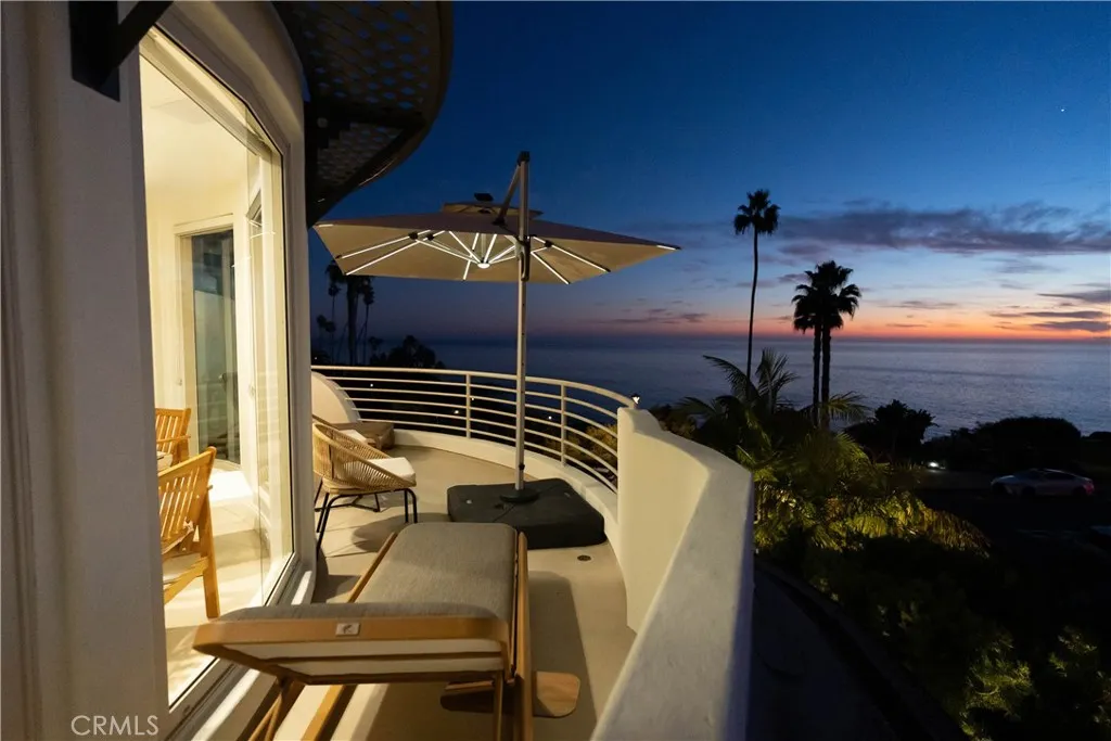 balcony off upper level entertainment area.