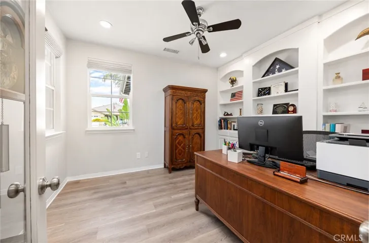 Home Office with custom built-in Shelving