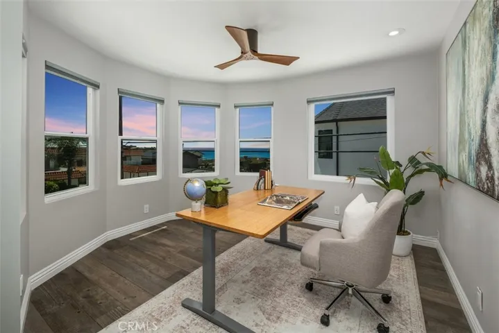 Unit A - Primary Bedroom (ocean-view retreat or office space w/ Virtual Day to Dusk Sky)