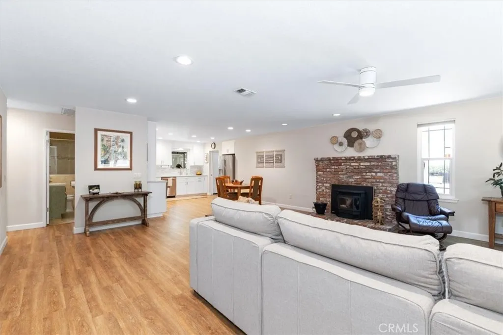 Open floor plan with dining and kitchen