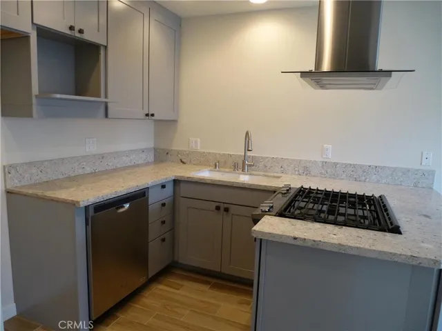 Kitchen prior to fridge/microwave installed