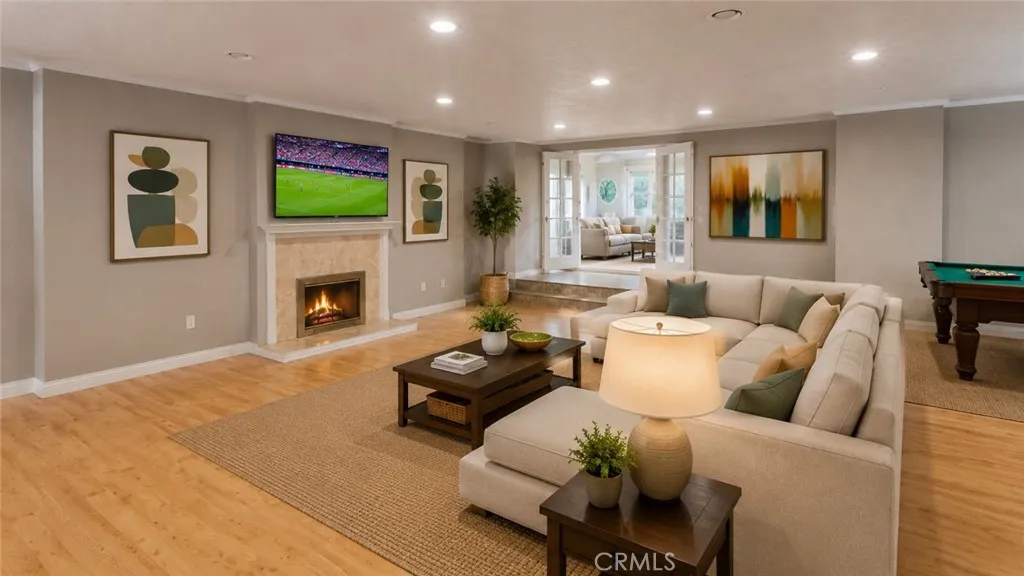 AI Virtual staging of large family room