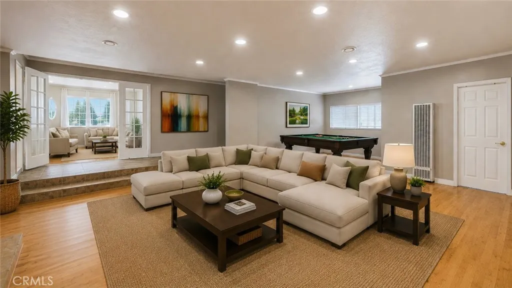 AI Virtual staging of large family room