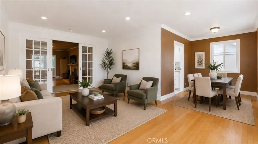 AI virtual Staging of Formal living room/ dining area.