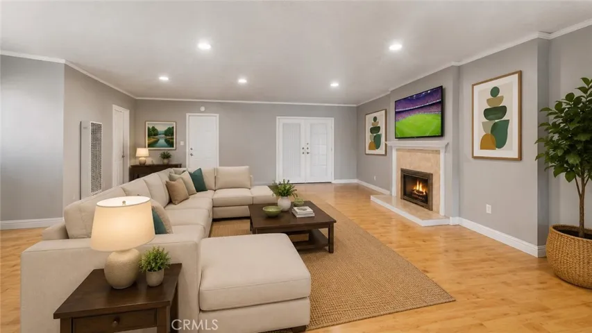 AI Virtual staging of large family room