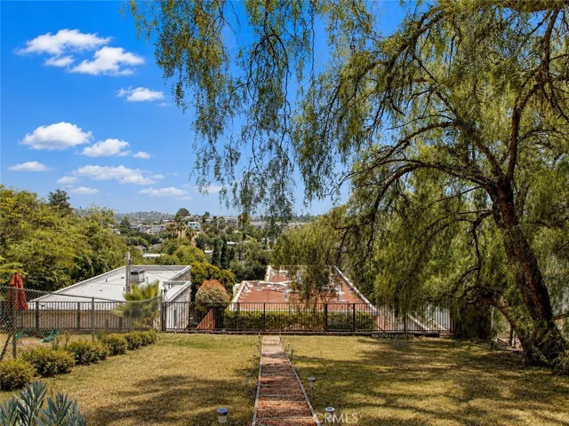 Top of backyard sitting area