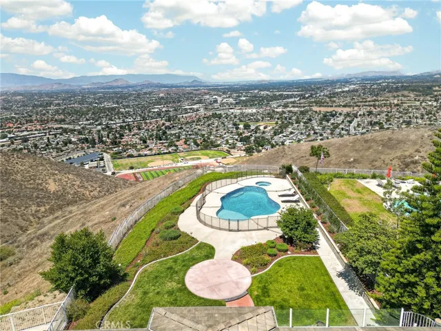 Back yard pool and view arial shot 16318 sun summit drive, riverside, california 92503