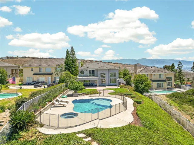 Back yard pool and view arial shot 16318 sun summit drive, riverside, california 92503