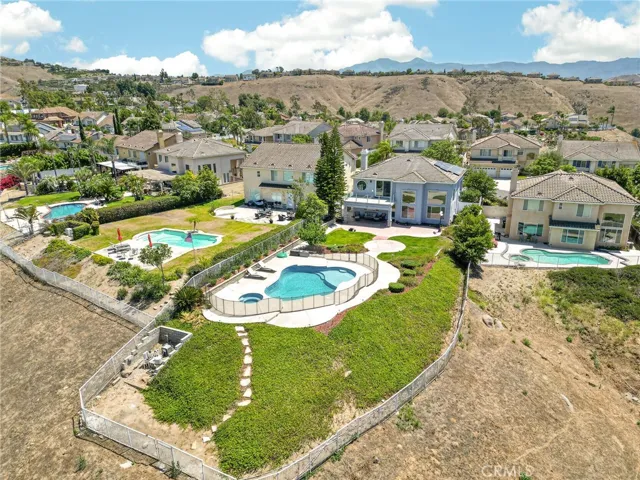 Back of home showing pool arial shot 16318 sun summit drive, riverside, california 92503
