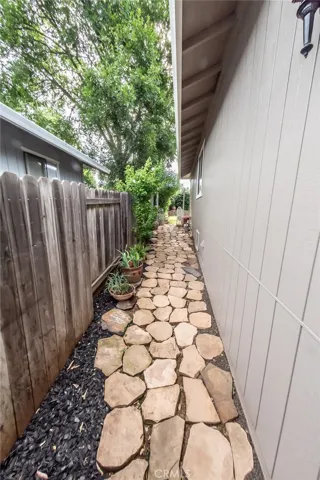 North side has ledge stone pathway