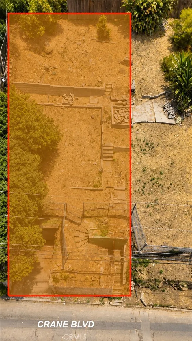 Aerial view of lot with property line outlined