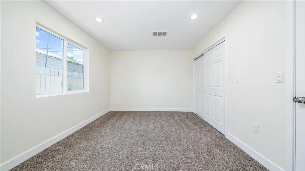 ADU Master's bedroom with deep closet and private master's bathroom.
