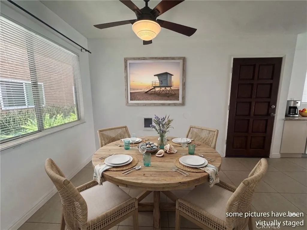 Great 1 bedroom, 1 bath, 754 sq foot down unit 2 miles from the beach, gated community, 1 carport, large rooms and a fantastic quiet relaxing outdoor space 3 times the normal size of balconies, with some utilities included and nice pool, spa, and clubhouse.