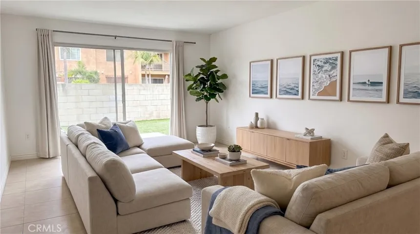 Great 1 bedroom, 1 bath, 754 sq foot down unit 2 miles from the beach, gated community, 1 carport, large rooms and a fantastic quiet relaxing outdoor space 3 times the normal size of balconies, with some utilities included and nice pool, spa, and clubhouse.