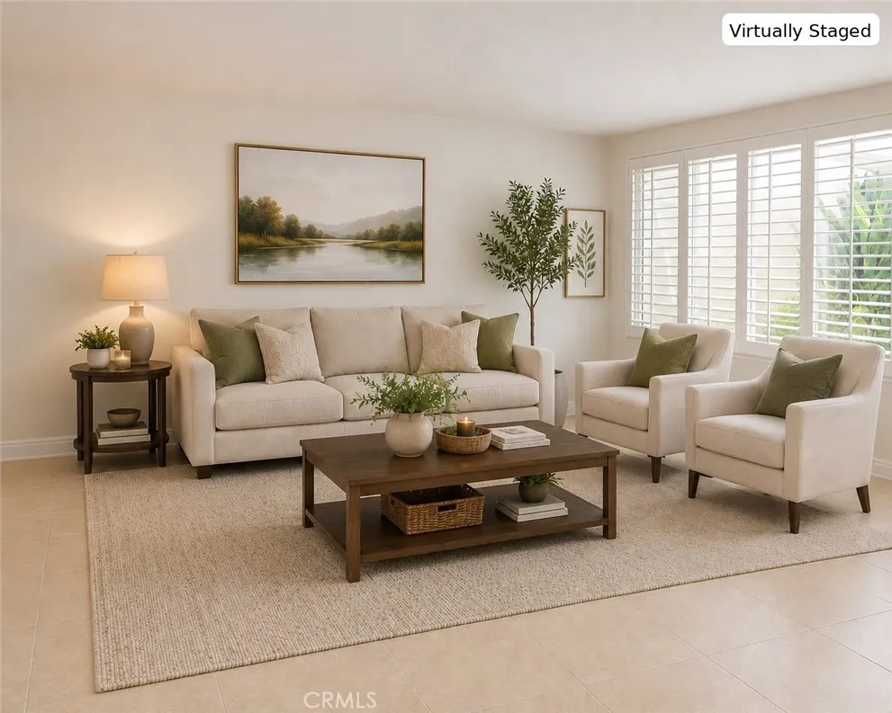 Virtually staged living room