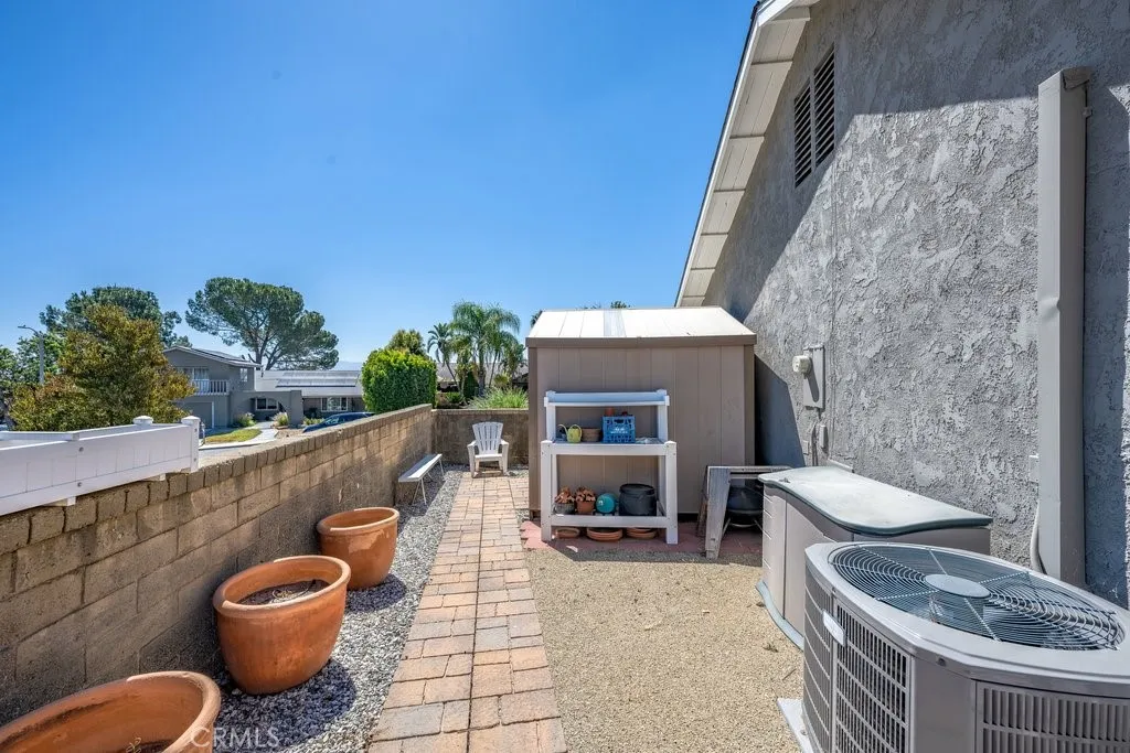 Side yard with shed