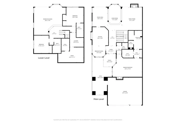 Main Floor and Lower Level Floor Plans - Measurements are not guaranteed.