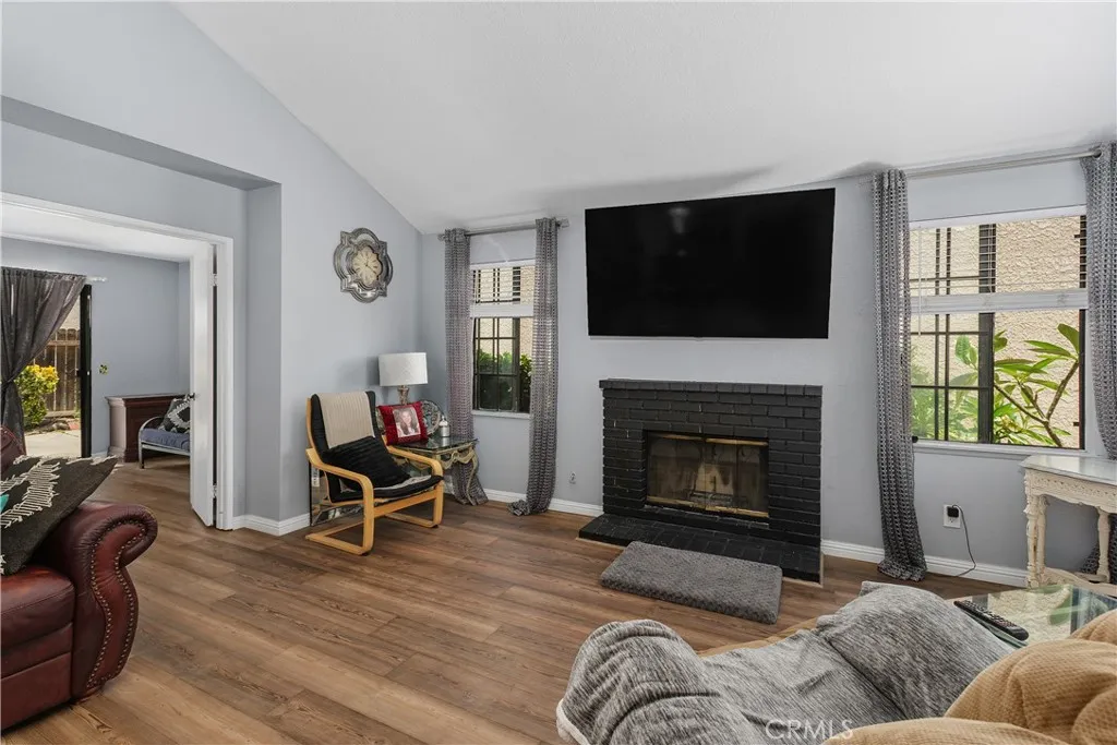 Living Room With Fireplace & Media Wall