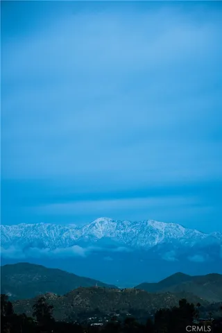 View of the snow covered mountains during Winter time from the patio
