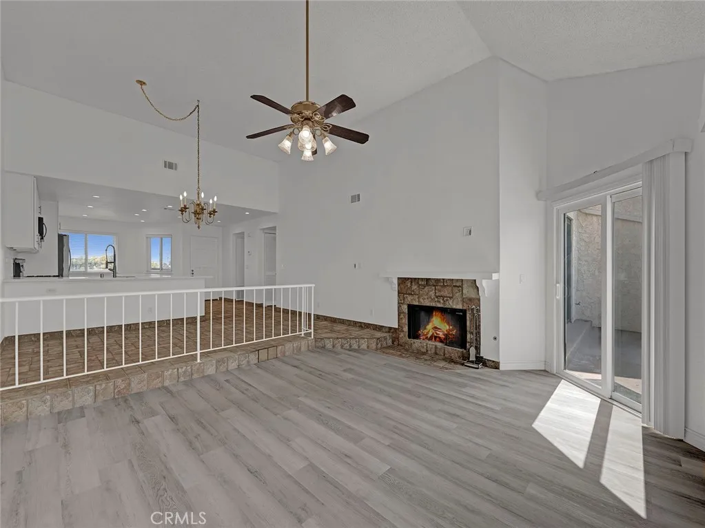 Living room with cozy fireplace