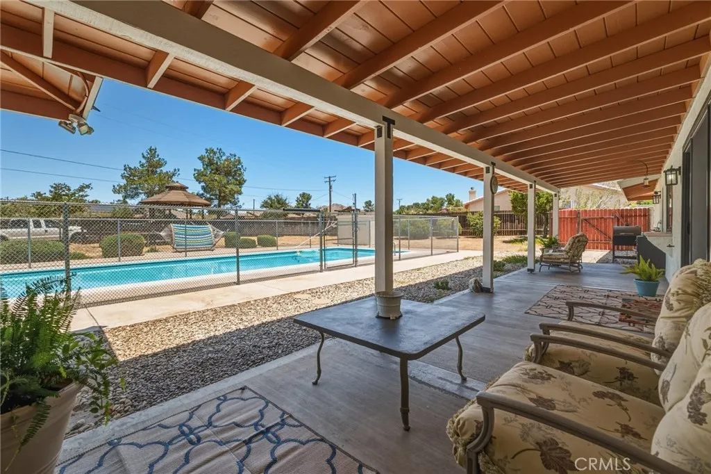 Back covered patio view to pool