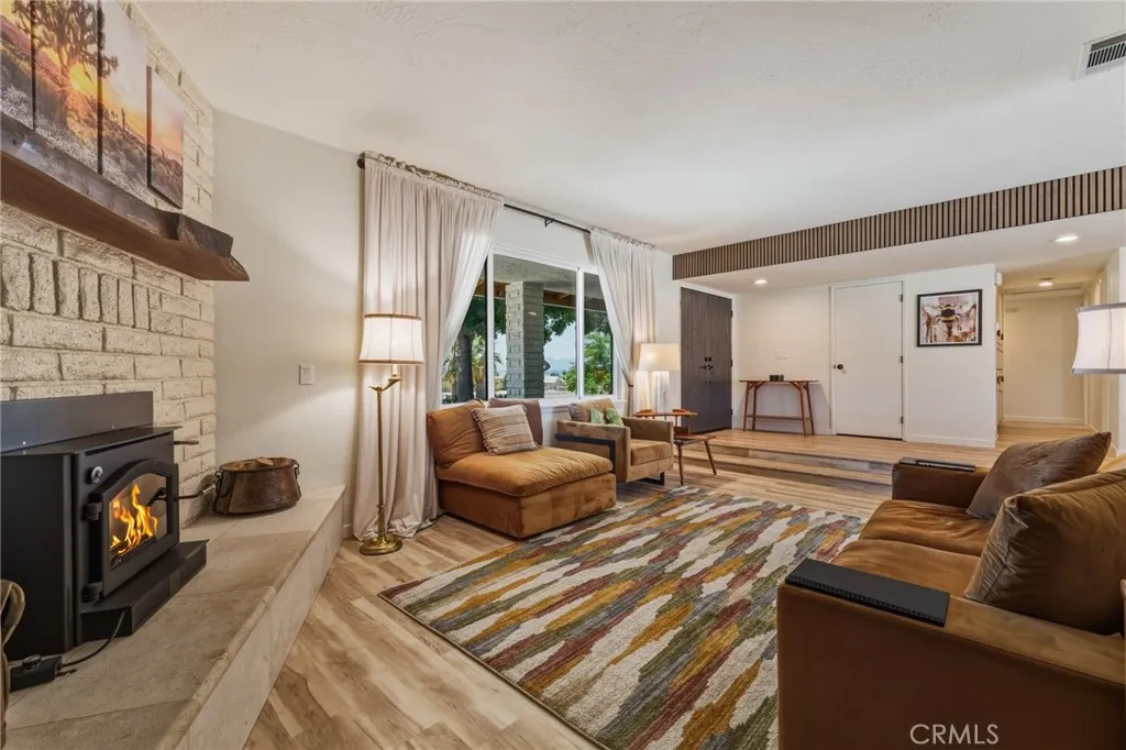 Living room and fireplace