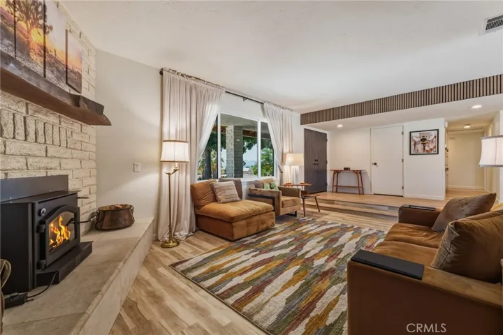 Living room and fireplace