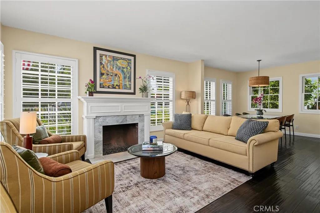 living room with dining room in the distance